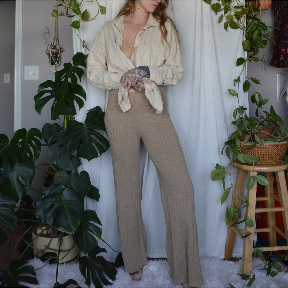Free people ribbed flare knit pants